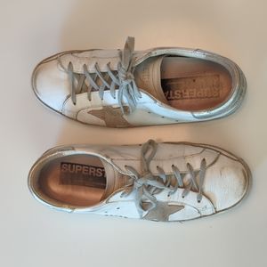 VGUC Golden Goose sneakers classic white grey silver color combo 40 with bag